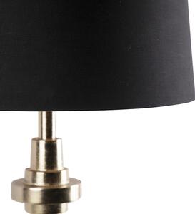 Art deco asztali lámpa fekete pamut árnyalatú fekete 45 cm - Diverso