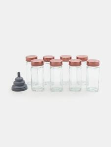 Sinsay - Üveg fűszertartók adagolóval és tölcsérrel 8 darabos csomag - clear