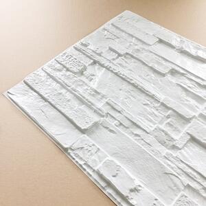 M-FLEX pvc hasított kő dekor panel-14, fehér színben, vízálló beltéri falburkolat