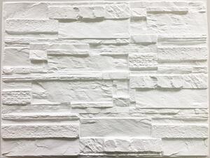 M-FLEX pvc hasított kő dekor panel-14, fehér színben, vízálló beltéri falburkolat