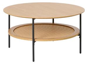 Natúr színű kerek dohányzóasztal tölgyfa dekorral ø 80 cm Pensacola – Unique Furniture