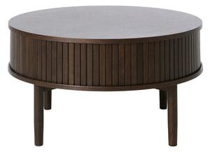Sötét natúr színű kerek dohányzóasztal, tölgyfa dekorral ø 85 cm Meta – Unique Furniture