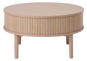 Világos natúr színű kerek dohányzóasztal, tölgyfa dekorral ø 85 cm Meta – Unique Furniture