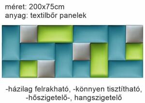 Ötletes falvédő-108 V-28 kerma 3D faldekoráció (200x75 cm) szürke, zöld, kék panelekből
