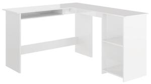 VidaXL fehér magasfényű L-alakú sarok-íróasztal 120 x 140 x 75 cm