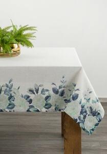 Tavaszi hangulatú asztalterítő fehér rózsákkal Fehér/kék 140x220 cm