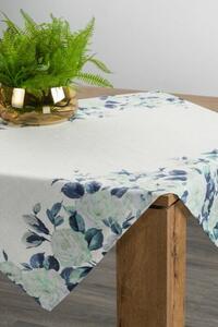 Tavaszi hangulatú asztalterítő fehér rózsákkal Fehér/kék 85x85 cm