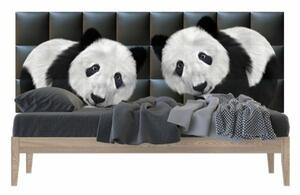 Black panda állatos 3d nyomtatott műbőr falvédő (200x75 cm), ágy mögé falburkolat