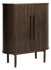 Sötét natúr színű szekrény tolóajtóval, tölgyfa dekorral 100x118x40 cm Meta – Unique Furniture