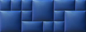 Műbőr falvédő-65 faldekoráció, falvédő ágy mellé (200x75 cm), kék színű