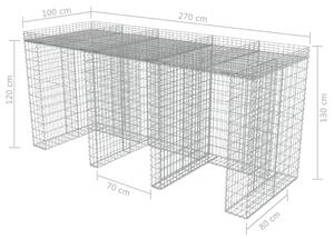 VidaXL horganyzott acél gabion fal szemeteskukákhoz 270 x 100 x 130 cm