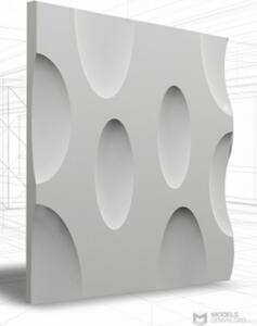 Loft-3D Dekor-4 beltéri festhető gipsz 3d dekor falpanel fehér ovális körök