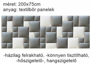 Műbőr falvédő-87 V-7 faldekoráció, falvédő burkolat (200x75 cm) fehér, szürke színű falpanelek