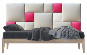 Modern műbőr falvédő-37 faldekoráció ágy mellé (200x75 cm) rózsaszín, beige, fehér