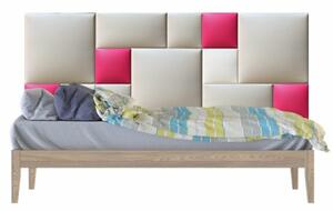 Modern műbőr falvédő-37 faldekoráció ágy mellé (200x75 cm) rózsaszín, beige, fehér