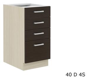 CHAMONIX 40D 4S alsó konyhaszekrény munkalappal, 40x85x60, tölgy ferrara/legno sötét