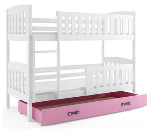 Gyerek emeletes ágy KUBUS tárolóhellyel 90x200 cm - fehér Szürke