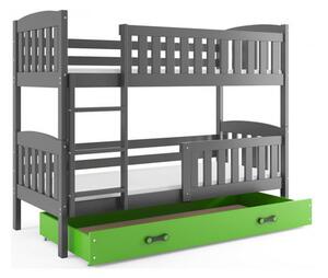 Gyerek emeletes ágy KUBUS tárolóhellyel 80x190 cm - grafit Zöld