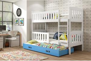 Gyerek emeletes ágy KUBUS kihúzható ággyal 90x200 cm - fehér Fehér