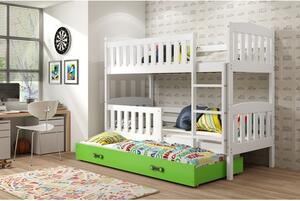 Gyerek emeletes ágy KUBUS kihúzható ággyal 80x190 cm - fehér Fehér
