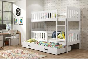 Gyerek emeletes ágy KUBUS kihúzható ággyal 80x190 cm - fehér Szürke