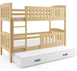 Gyerek emeletes ágy KUBUS kihúzható ággyal 80x190 cm - fenyő Zöld