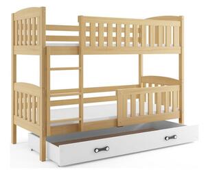 Gyerek emeletes ágy KUBUS tárolóhellyel 80x190 cm - fenyő Fehér