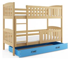 Gyerek emeletes ágy KUBUS tárolóhellyel 80x190 cm - fenyő Kék