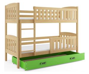 Gyerek emeletes ágy KUBUS tárolóhellyel 80x190 cm - fenyő Zöld