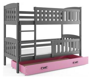 Gyerek emeletes ágy KUBUS tárolóhellyel 90x200 cm - grafit Rózsaszín