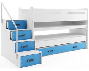 Gyermek emeletes ágy kihúzható ággyal MAX I 80x200 cm - fehér Kék