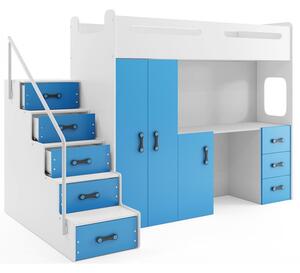 Gyermek emeletes ágy MAX IV 80x200 cm - fehér Kék