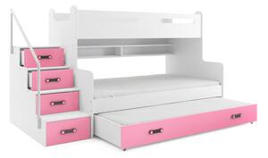 Gyermek emeletes ágy MAX III kihúzható ággyal 80x200 cm - fehér Fehér