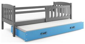 Gyerekágy KUBUS kihúzható ággyal 90x200 cm - grafit Kék