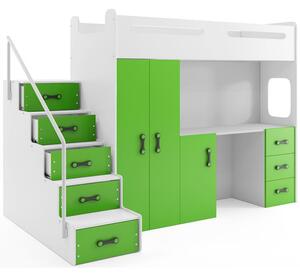 Gyermek emeletes ágy MAX IV 80x200 cm - fehér Zöld