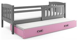 Gyerekágy KUBUS kihúzható ággyal 90x200 cm - grafit Rózsaszín