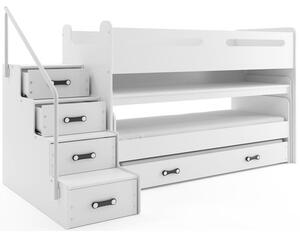 Gyermek emeletes ágy kihúzható ággyal MAX I 80x200 cm - fehér Fehér