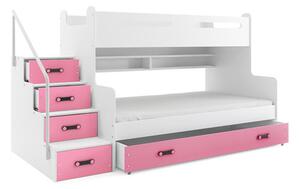 Gyermek emeletes ágy MAX III tárolóhellyel 80x200 cm - fehér Szürke