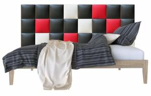 Műbőr falvédő-17 modern praktikus faldekoráció (200x75 cm), fehér, fekete, piros panelekből