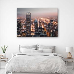 Gario Vászonkép Felhőkarcolók éjszaka Méret: 60 x 40 cm