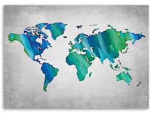 Gario Vászonkép Kék és zöld világtérkép Méret: 60 x 40 cm