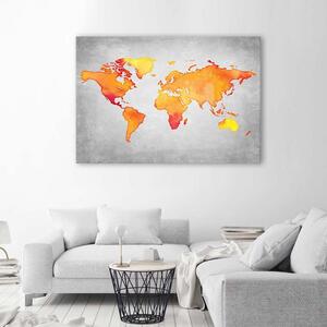 Gario Vászonkép Narancssárga világtérkép Méret: 60 x 40 cm