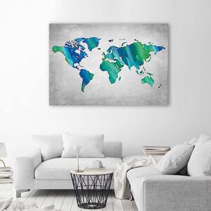 Gario Vászonkép Kék és zöld világtérkép Méret: 60 x 40 cm