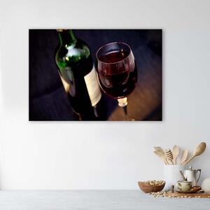 Gario Vászonkép Borosüveg és pohár Méret: 60 x 40 cm
