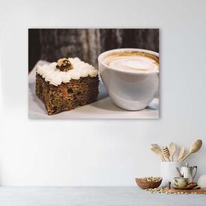 Gario Vászonkép Cappuccino és egy szelet torta Méret: 60 x 40 cm
