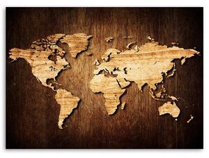 Gario Vászonkép Fából készült világtérkép Méret: 60 x 40 cm