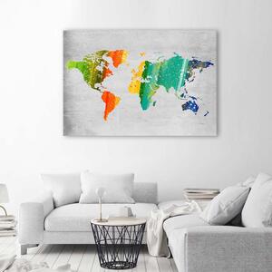 Gario Vászonkép Színes világtérkép Méret: 60 x 40 cm