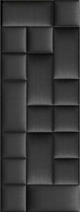 Előszobafal-23 modern tisztítható fekete színű műbőr kárpitozott falpanelekből