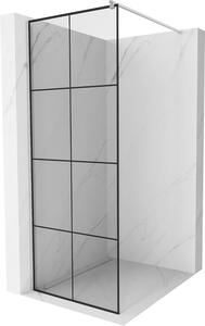 Mexen Kioto zuhanytálca 90x200 cm 8 mm, króm profil, üveg fekete mintázat 1, 800-090-101-01-77