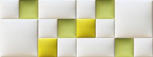 Műbőr falvédő-125 V-45 Kerma panel faldekoráció (200x75 cm) fehér, sárga, zöld panelekből